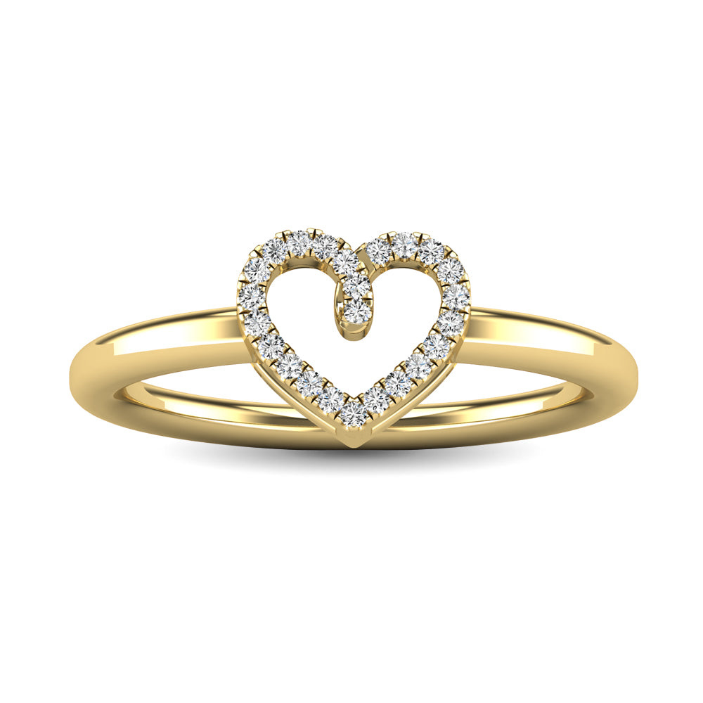 10K Yellow Gold 1/20 Ctw Diamond Heart Ring