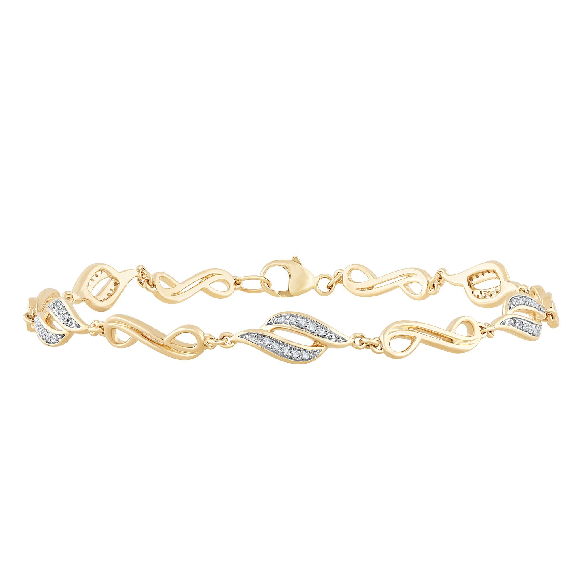 10K Yellow Gold Beautiful 0.20Ct Diamond Bracelet