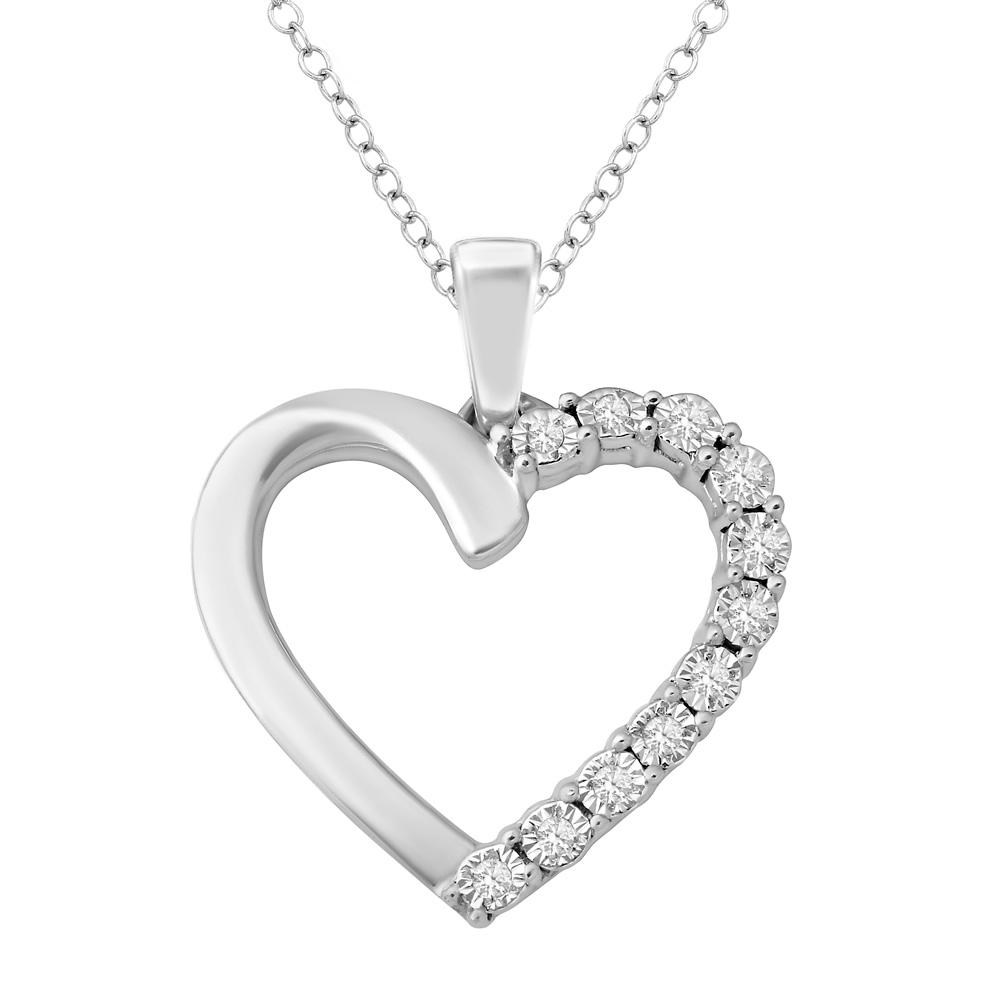 Sterling Silver Diamond Accent Heart Pendant