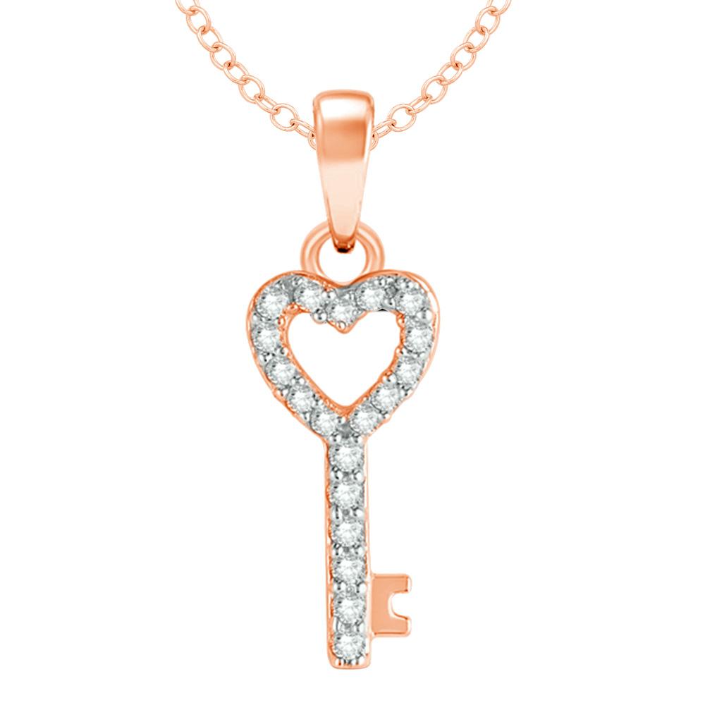 10K Rose Gold 1/10 Ctw Diamond Double Heart Pendant