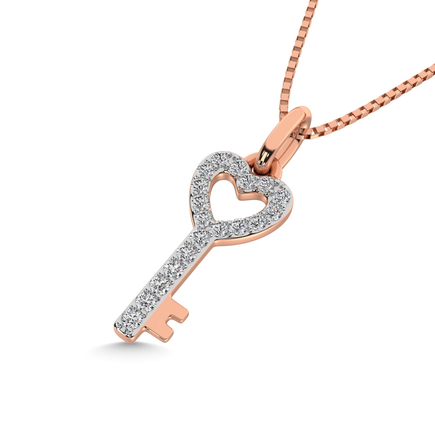 10K Rose Gold 1/10 Ctw Diamond Double Heart Pendant