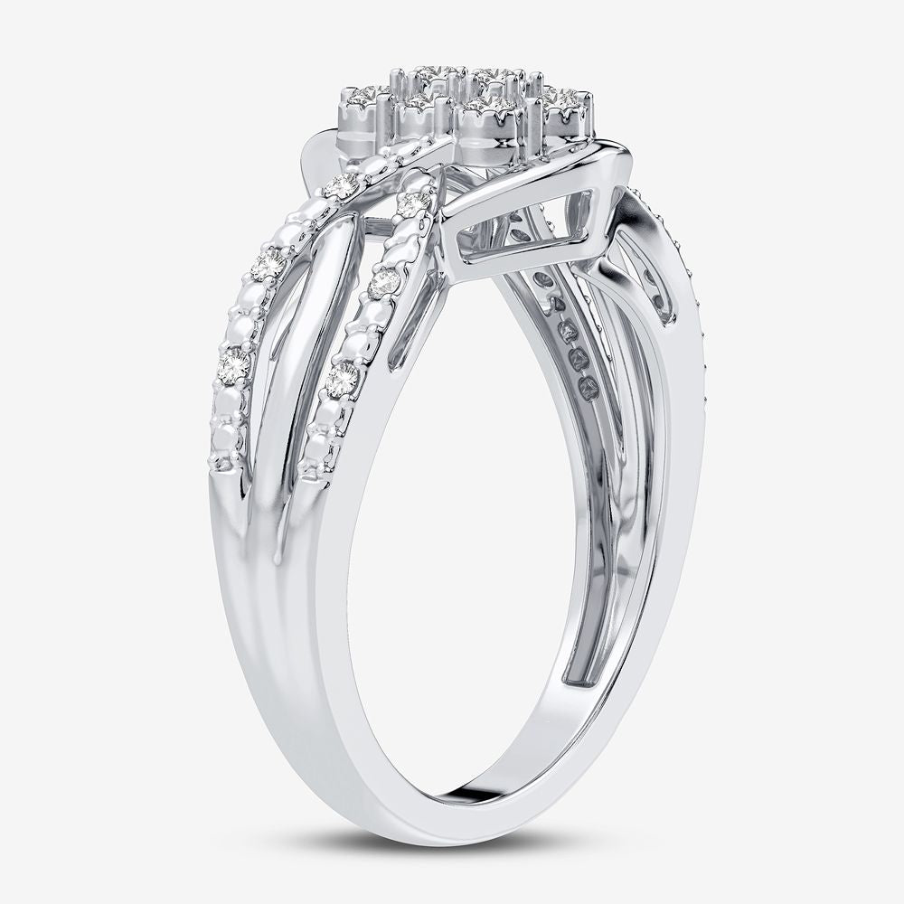 10K White Gold Elegant 0.10Ct Diamond Ring