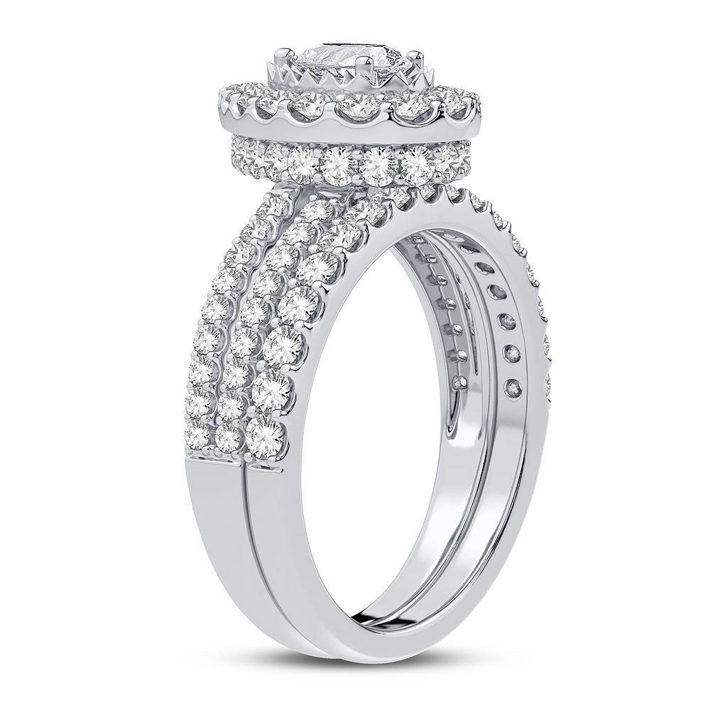 14K White Gold Elegant 1.50Ct Diamond Bridal Ring