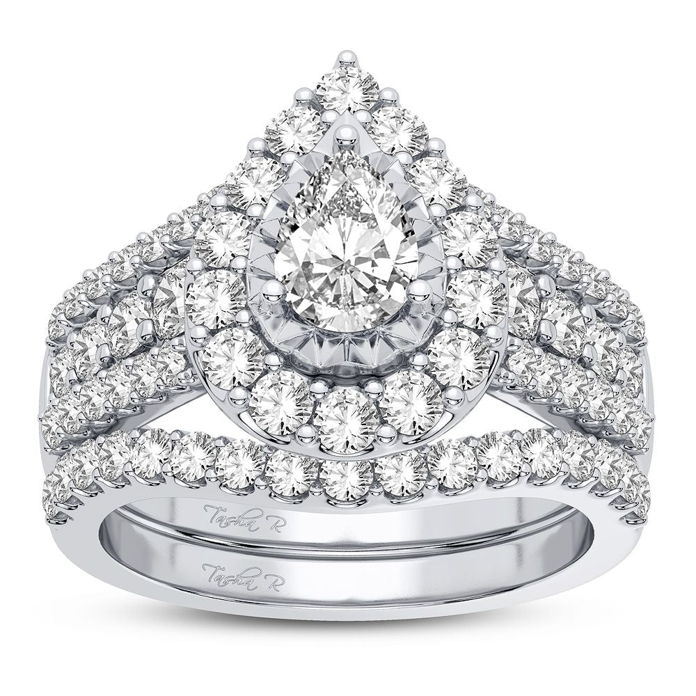 14K White Gold Exquisite 2.00Ct Diamond Bridal Ring