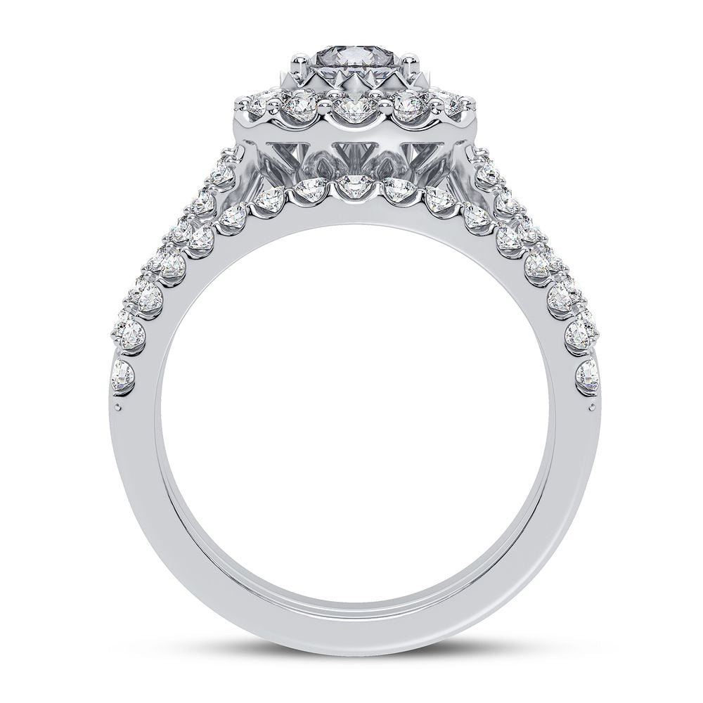 14K White Gold Exquisite 2.00Ct Diamond Bridal Ring