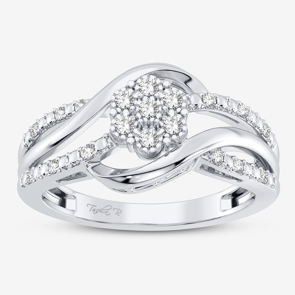 10K White Gold Dazzling 0.10Ct Diamond Ring