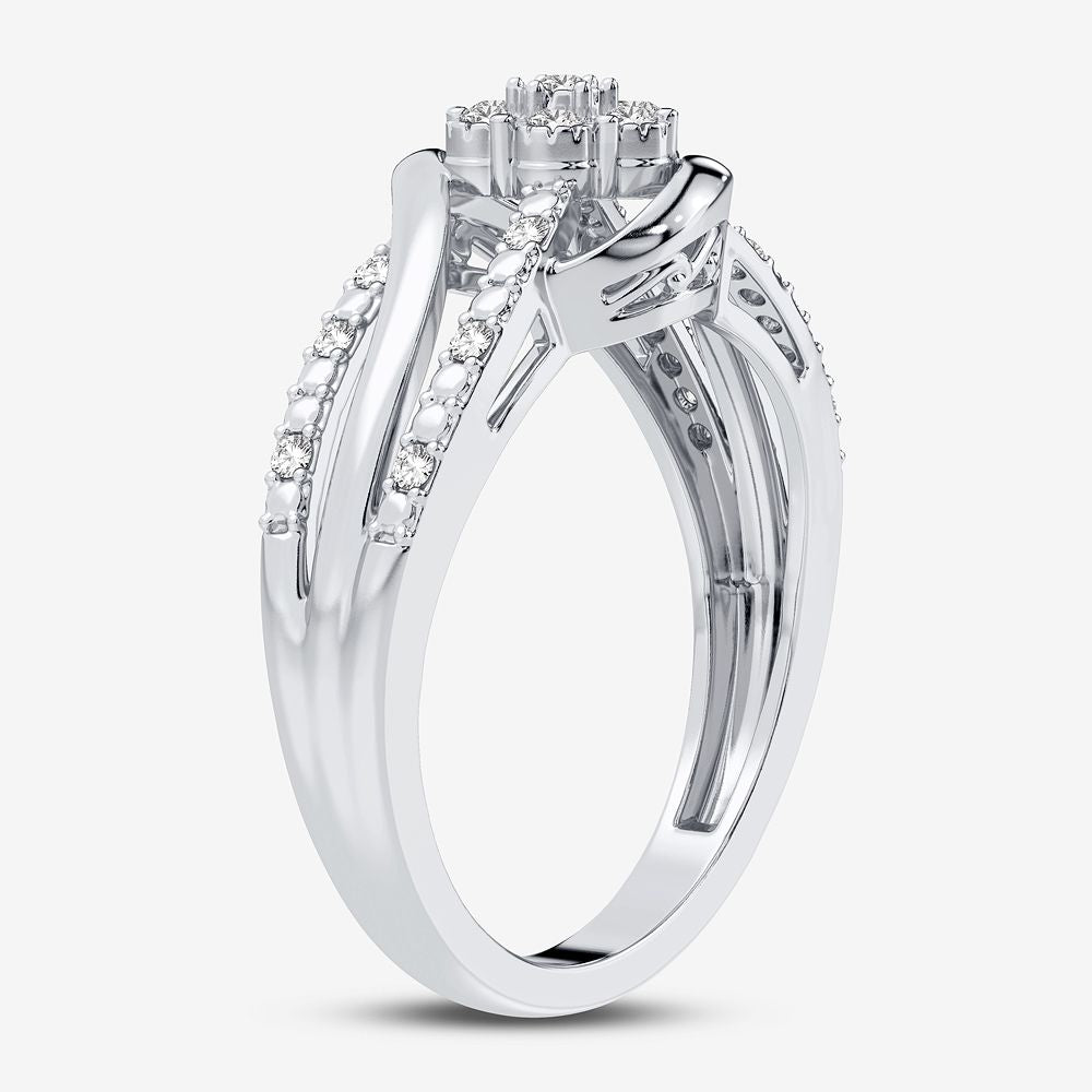 10K White Gold Dazzling 0.10Ct Diamond Ring