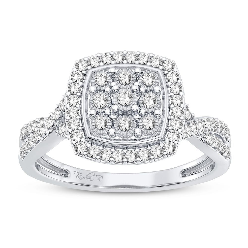 10K White Gold Exquisite 0.10Ct Diamond Ring