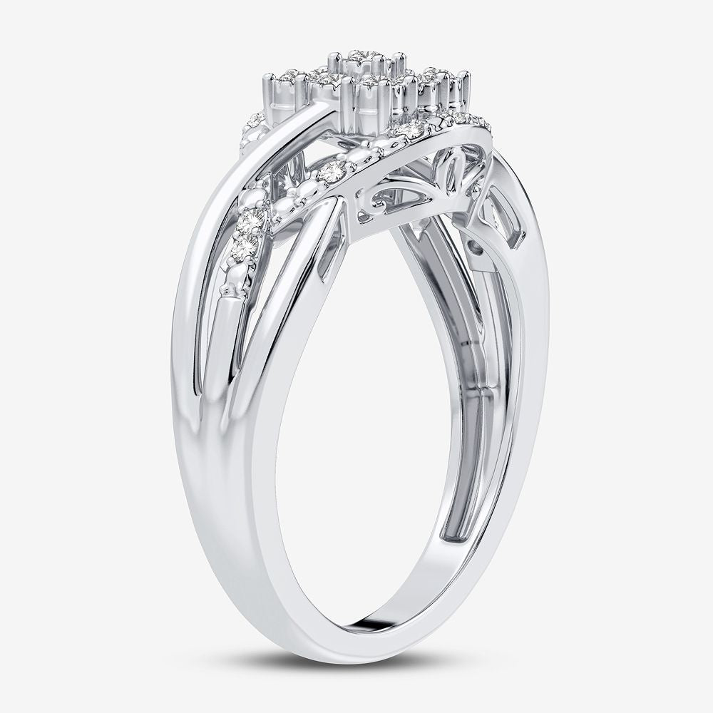 10K White Gold Beautiful 0.10Ct Diamond Ring