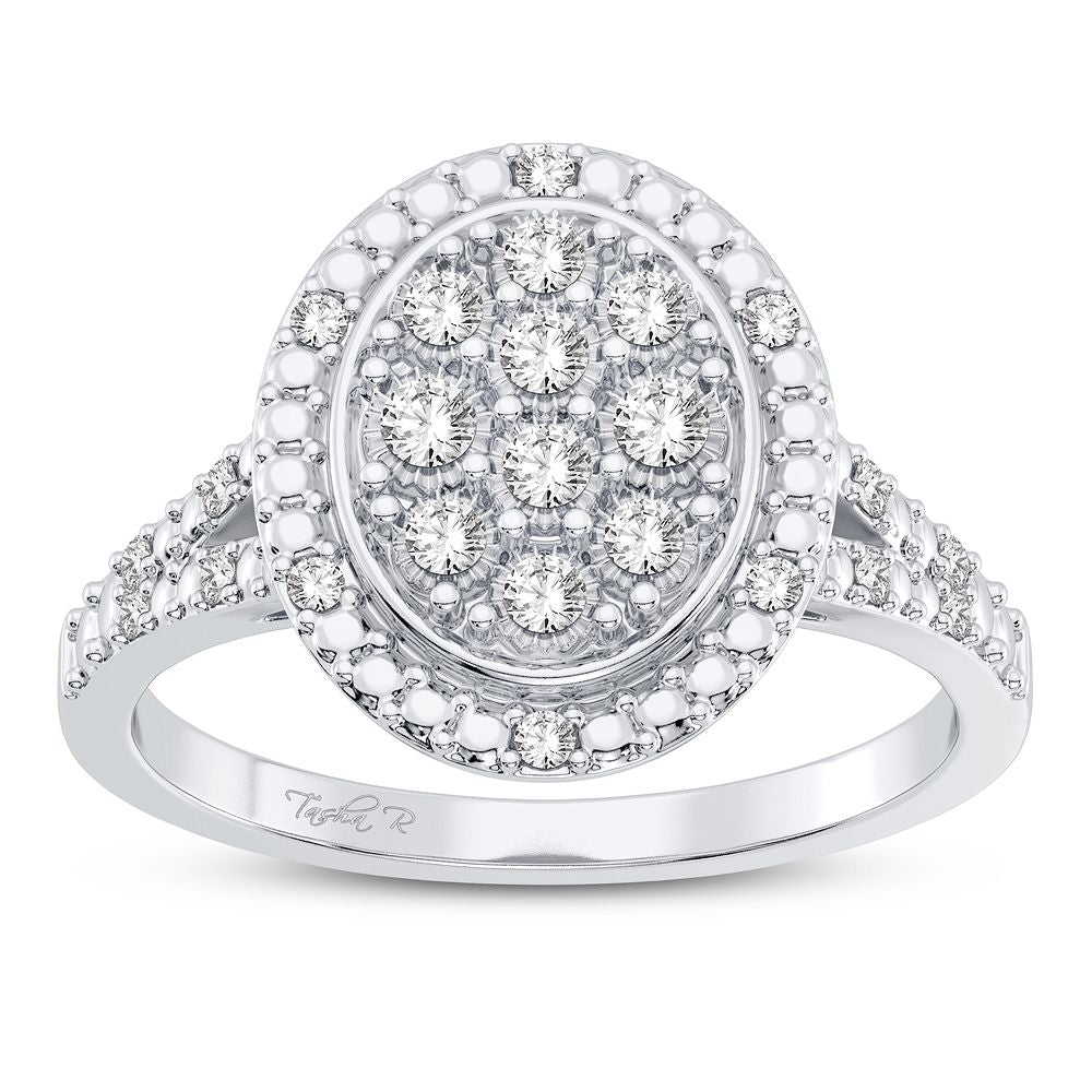 10K White Gold Elegant 0.10Ct Diamond Ring