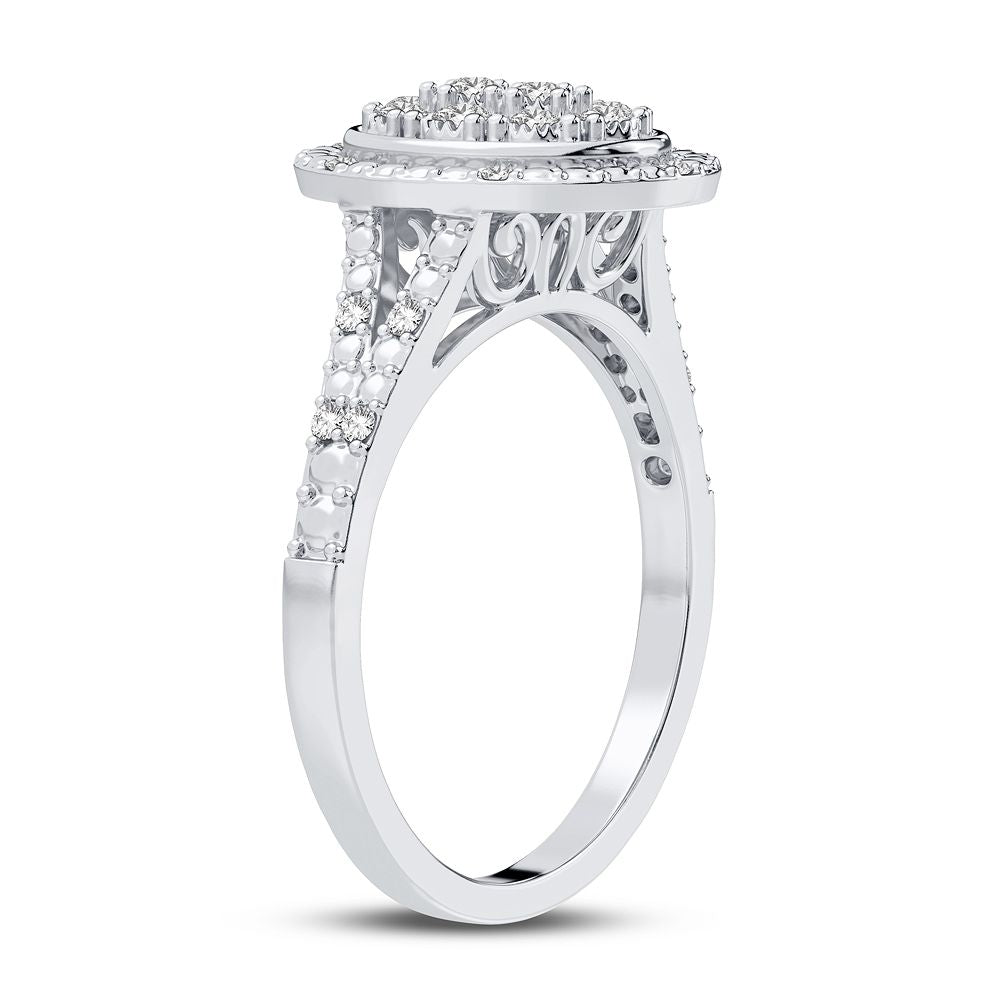 10K White Gold Elegant 0.10Ct Diamond Ring