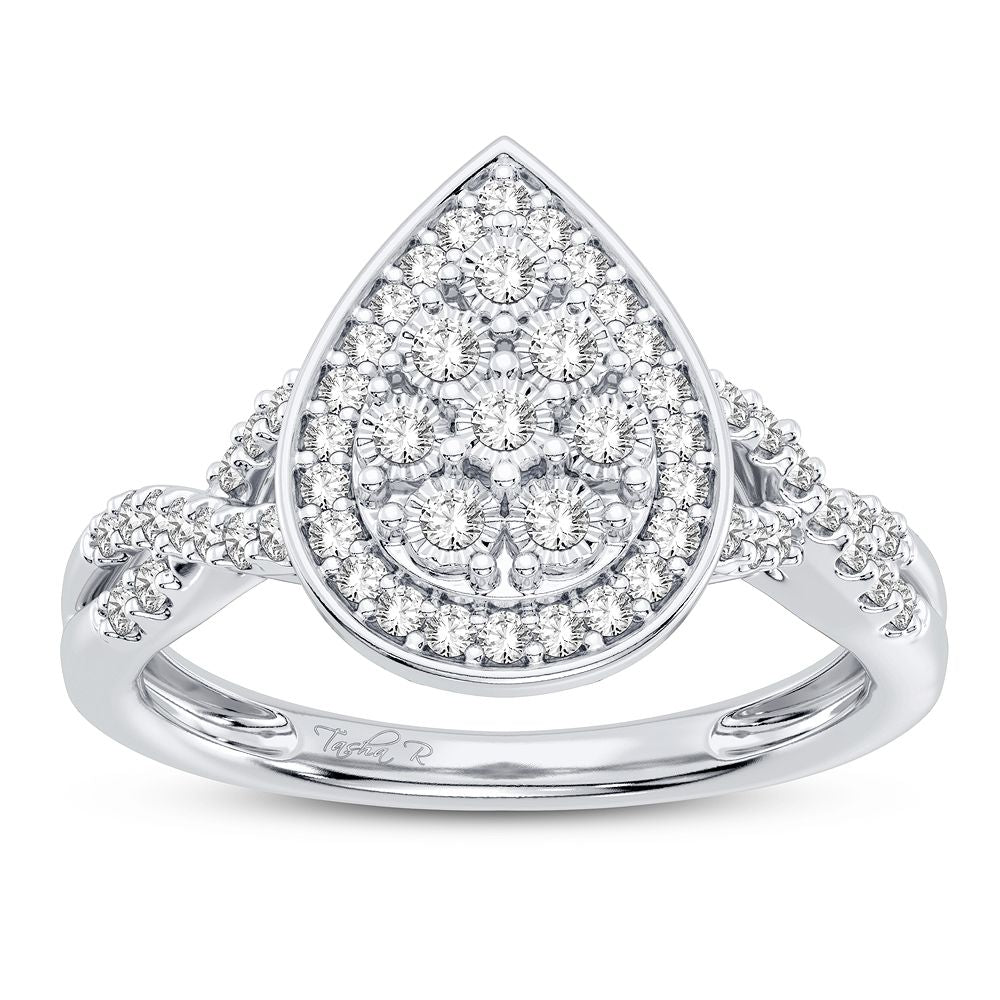 10K White Gold Elegant 0.20Ct Diamond Ring