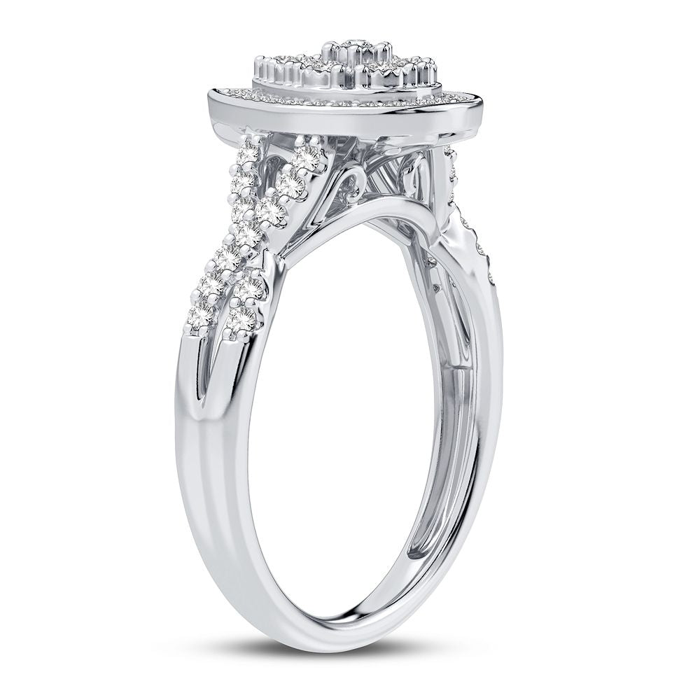 10K White Gold Elegant 0.20Ct Diamond Ring