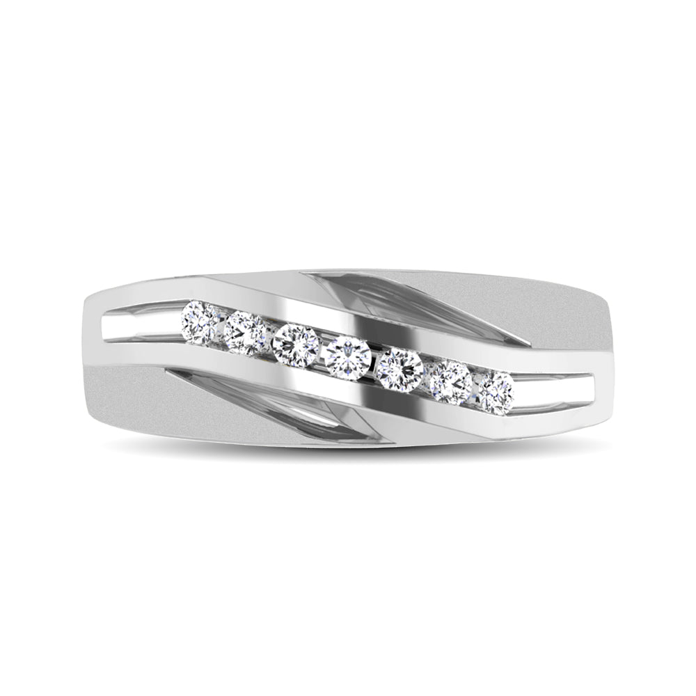 10K White Gold 1/4 Ct.Tw. Diamond Seven Stone Mens Band