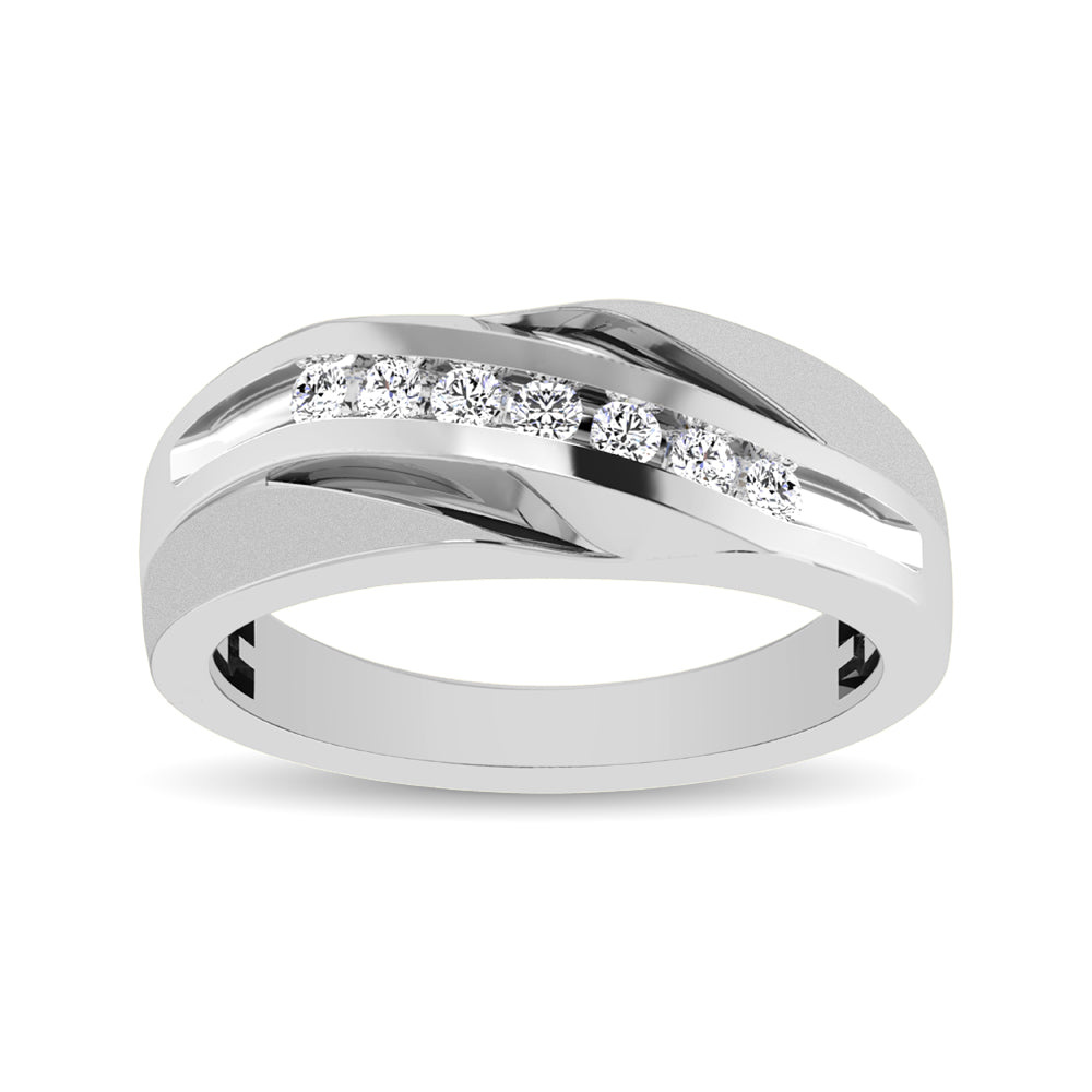 10K White Gold 1/4 Ct.Tw. Diamond Seven Stone Mens Band