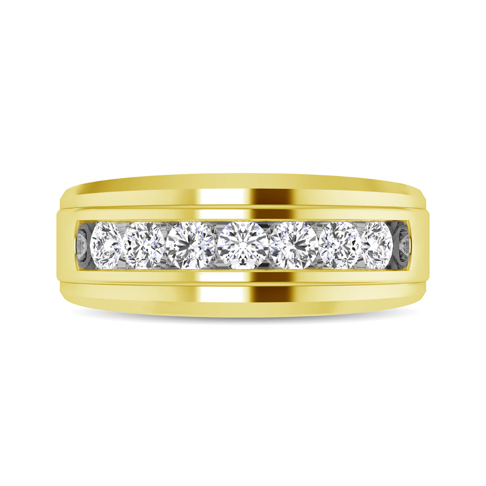 10K Yellow Gold 1 Ctw Round Cut Diamond Mens Wedding Band