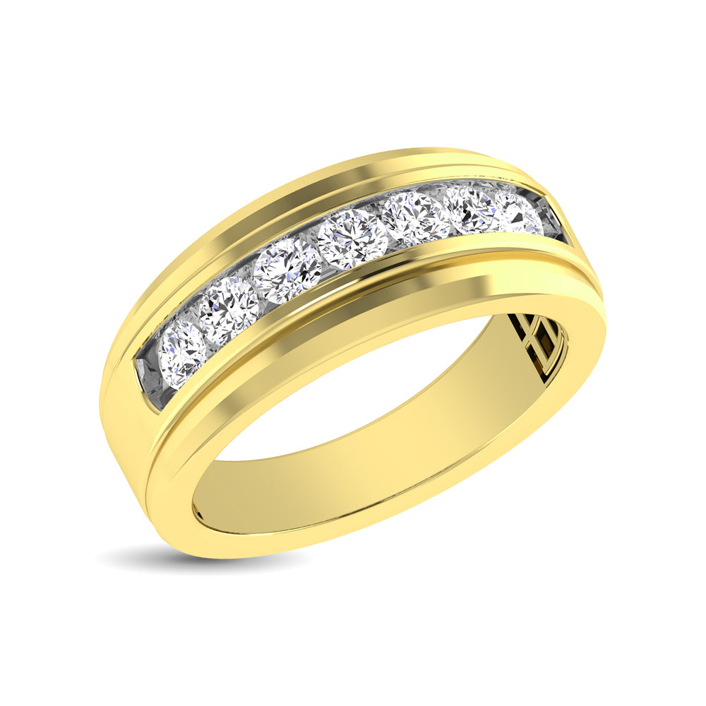 10K Yellow Gold 1 Ctw Round Cut Diamond Mens Wedding Band