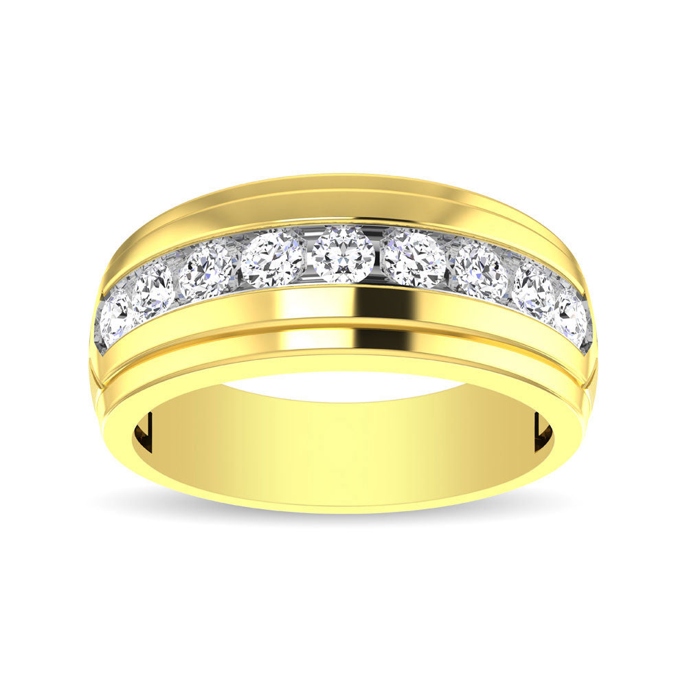 Diamond 1 Ct.Tw. Mens Wedding Band in 18K Yellow Gold