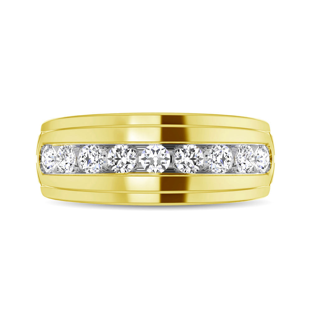 Diamond 1 Ct.Tw. Mens Wedding Band in 18K Yellow Gold