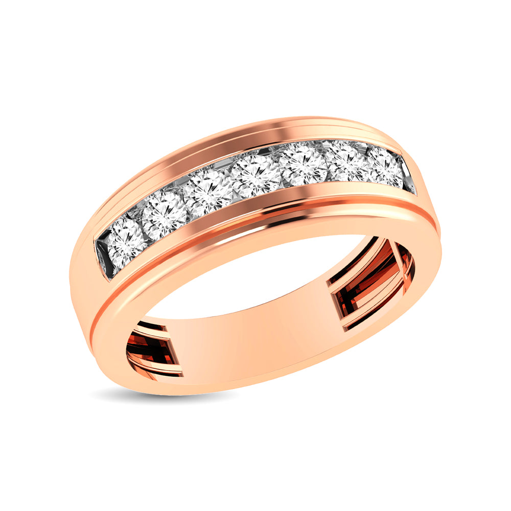 10K Rose Gold 1/2 Ct.Tw. Diamond Satin Finish Mens Band