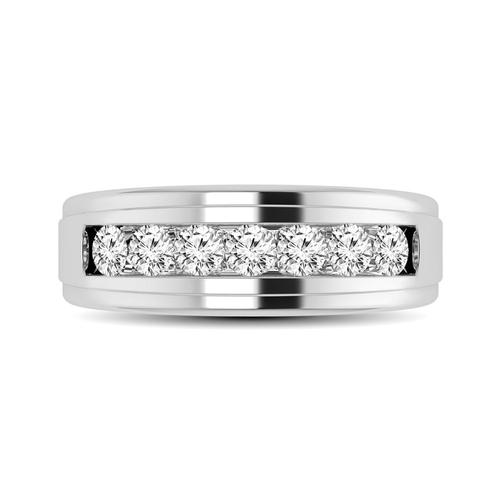 10K White Gold 1/4 Ct.Tw. Diamond Satin Finish Mens Band