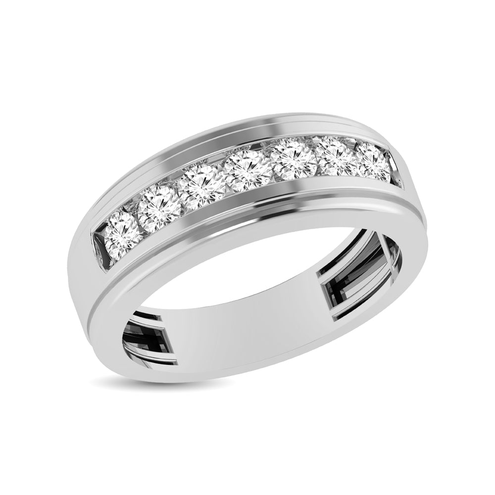 10K White Gold 1/2 Ct.Tw. Diamond Satin Finish Mens Band