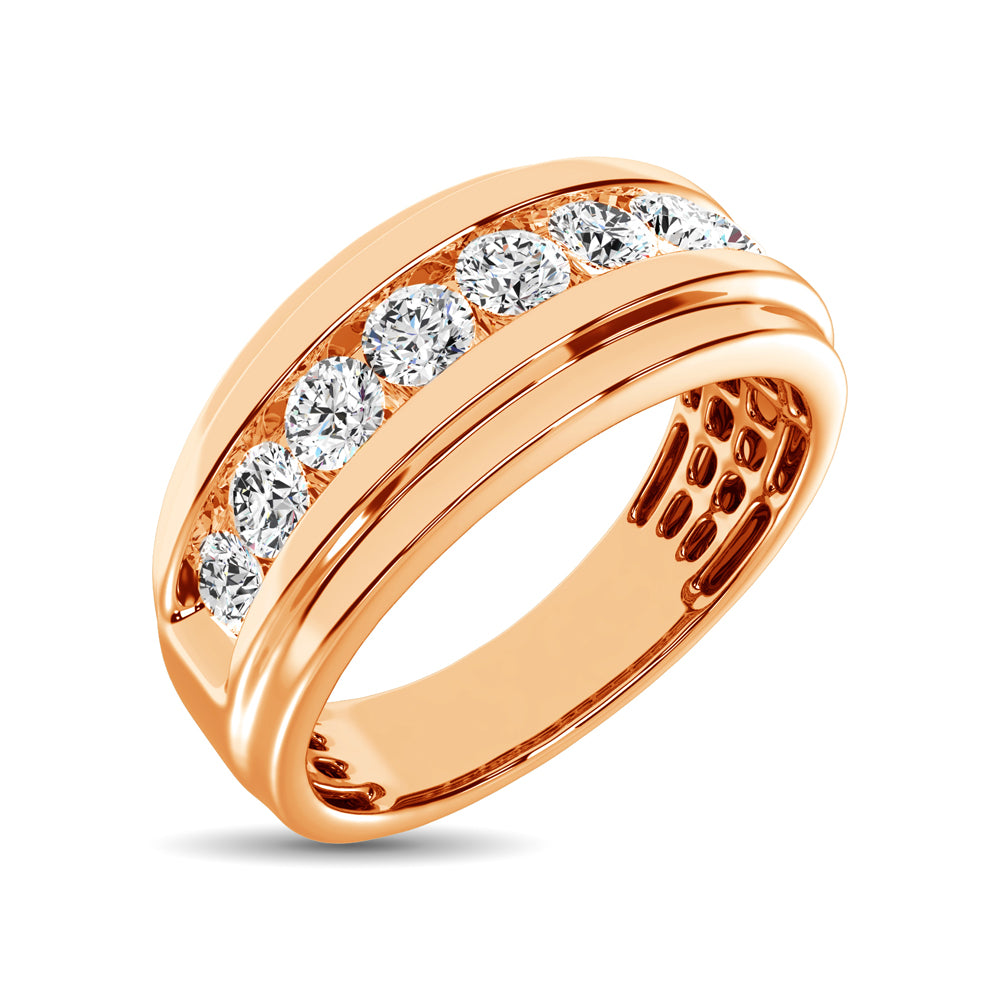 10K Rose Gold 1/4 Ct.Tw. Diamond Satin Finish Mens Band