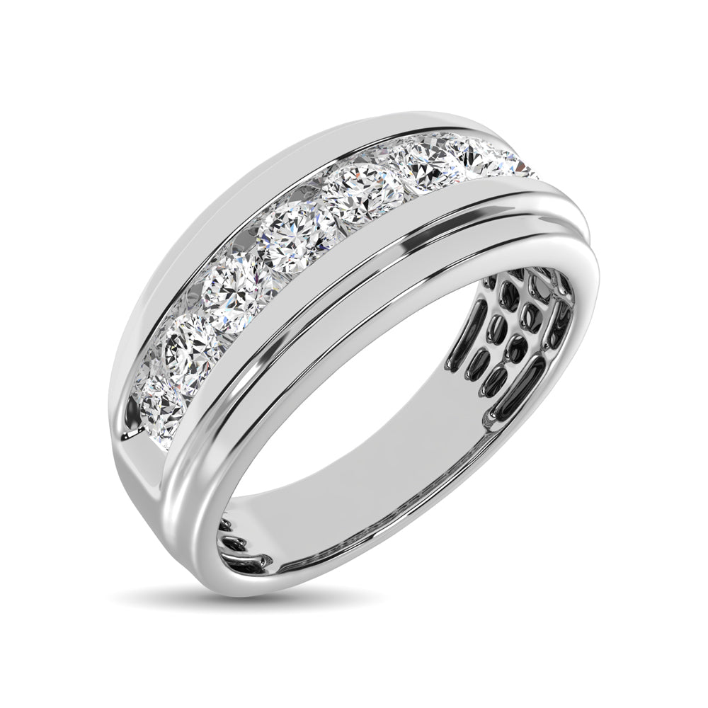 10K White Gold 1/4 Ct.Tw. Diamond Satin Finish Mens Band