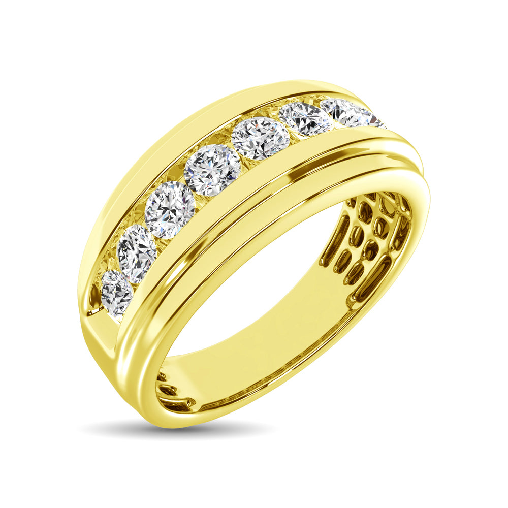 10K Yellow Gold 1/4 Ct.Tw. Diamond Satin Finish Mens Band