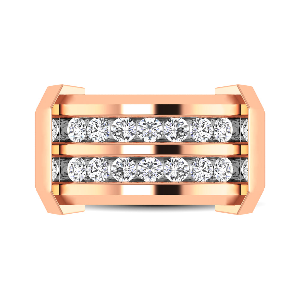 10K Rose Gold 1/2 Ctw Round Cut Diamond Mens Wedding Band