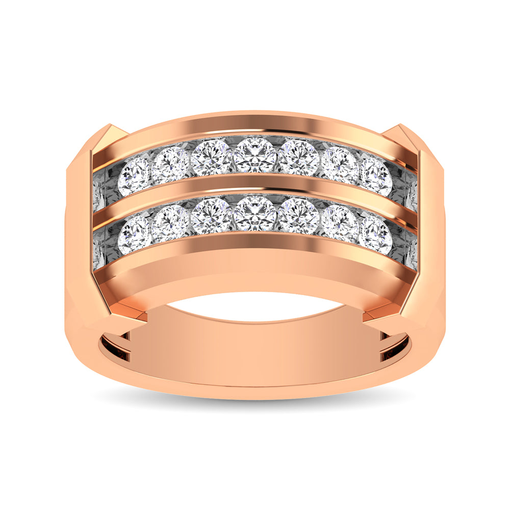 10K Rose Gold 1/2 Ctw Round Cut Diamond Mens Wedding Band