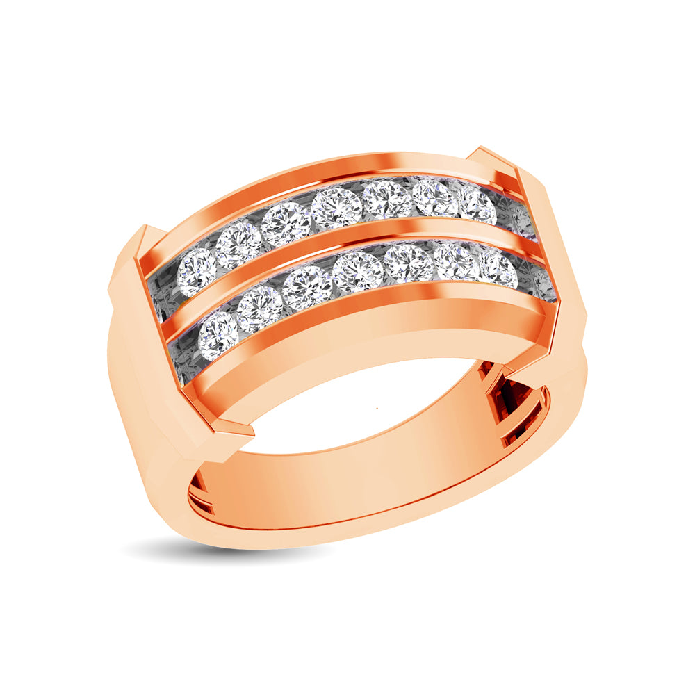 10K Rose Gold 1/2 Ctw Round Cut Diamond Mens Wedding Band