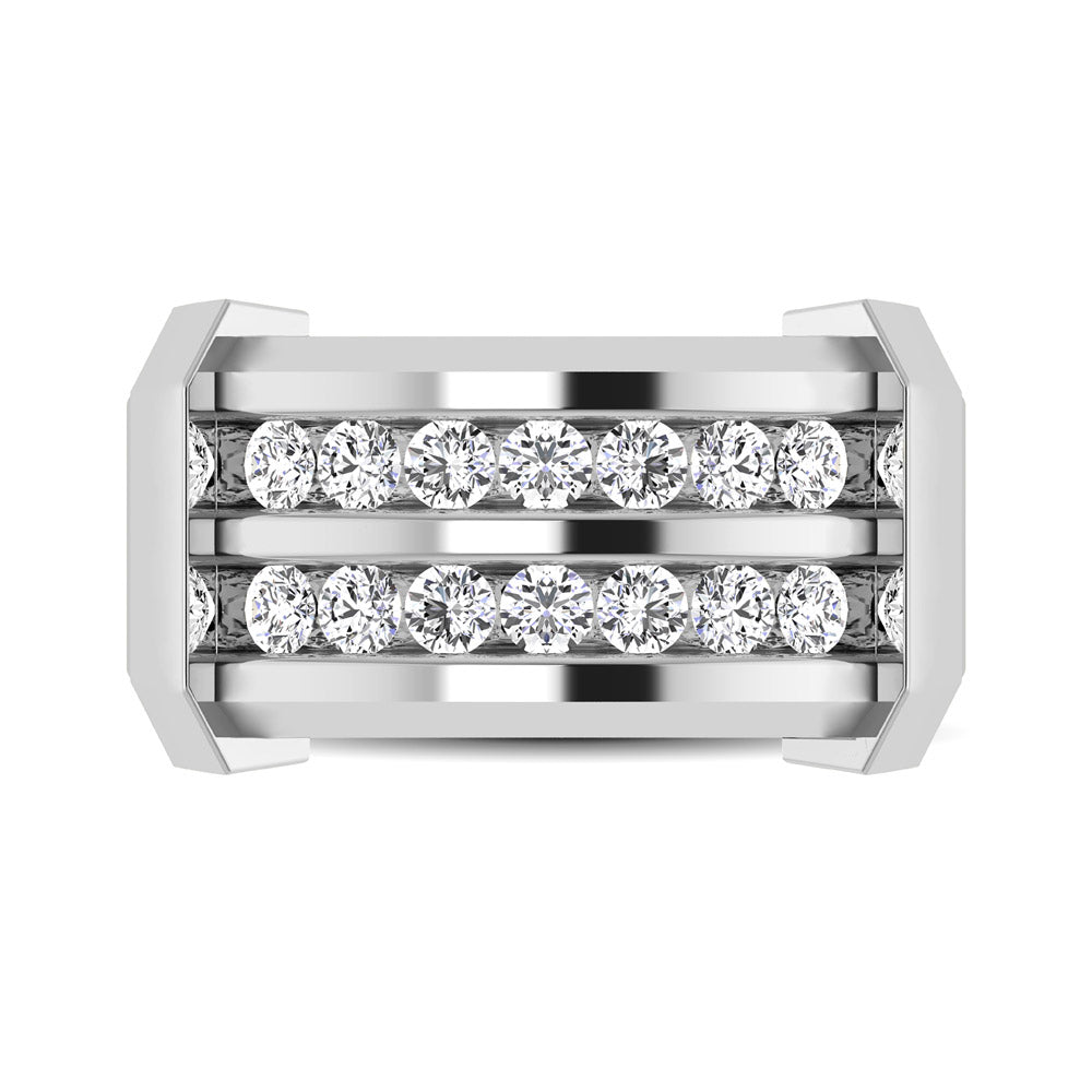 10K White Gold 1/5 Ctw Round Cut Diamond Mens Wedding Band