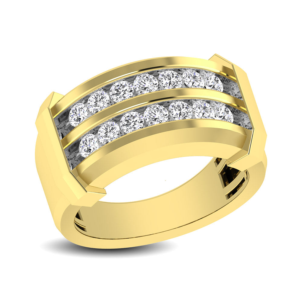 10K Yellow Gold 1/5 Ctw Round Cut Diamond Mens Wedding Band