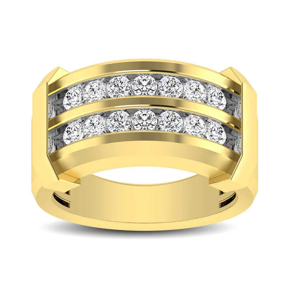 10K Yellow Gold 1/5 Ctw Round Cut Diamond Mens Wedding Band