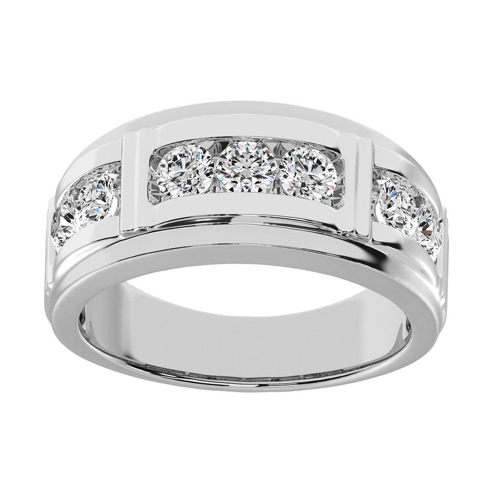 Diamond 1/4 Ct.Tw. Mens Wedding Band in 10K White Gold