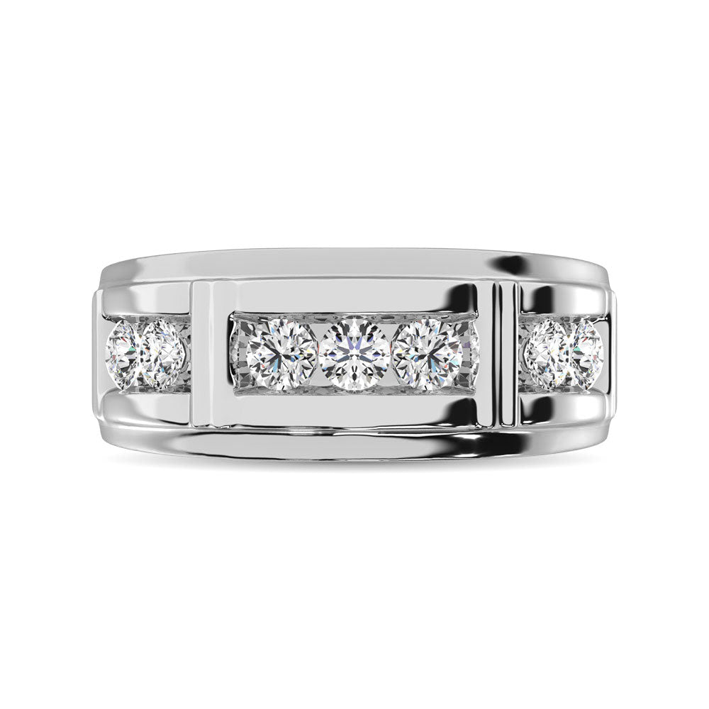 Diamond 1/4 Ct.Tw. Mens Wedding Band in 10K White Gold