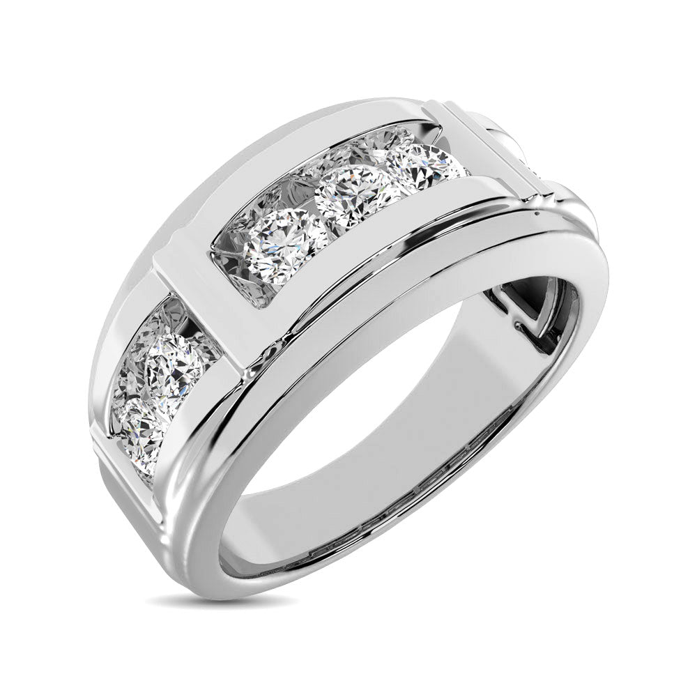 Diamond 1/4 Ct.Tw. Mens Wedding Band in 10K White Gold