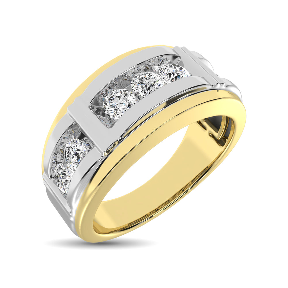 10K Two Tone Gold Diamond 1 Ctw 7 Stone Mens Band