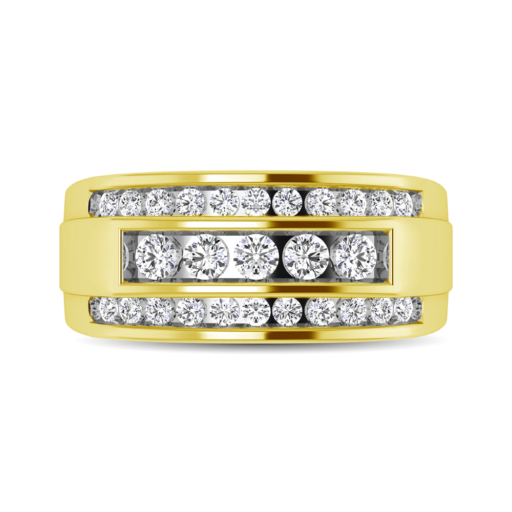 10K Yellow Gold 1/2 Ctw Round Cut Diamond Mens Wedding Band