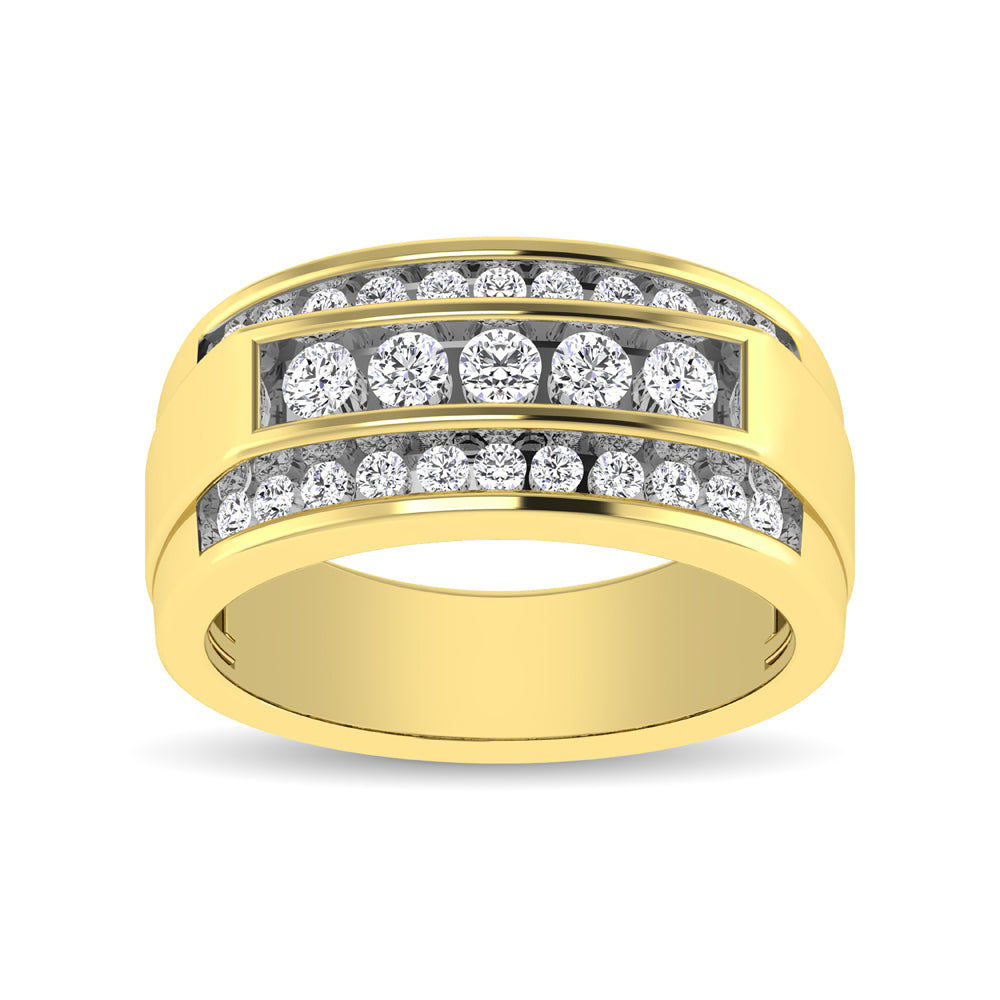 10K Yellow Gold 1/2 Ctw Round Cut Diamond Mens Wedding Band