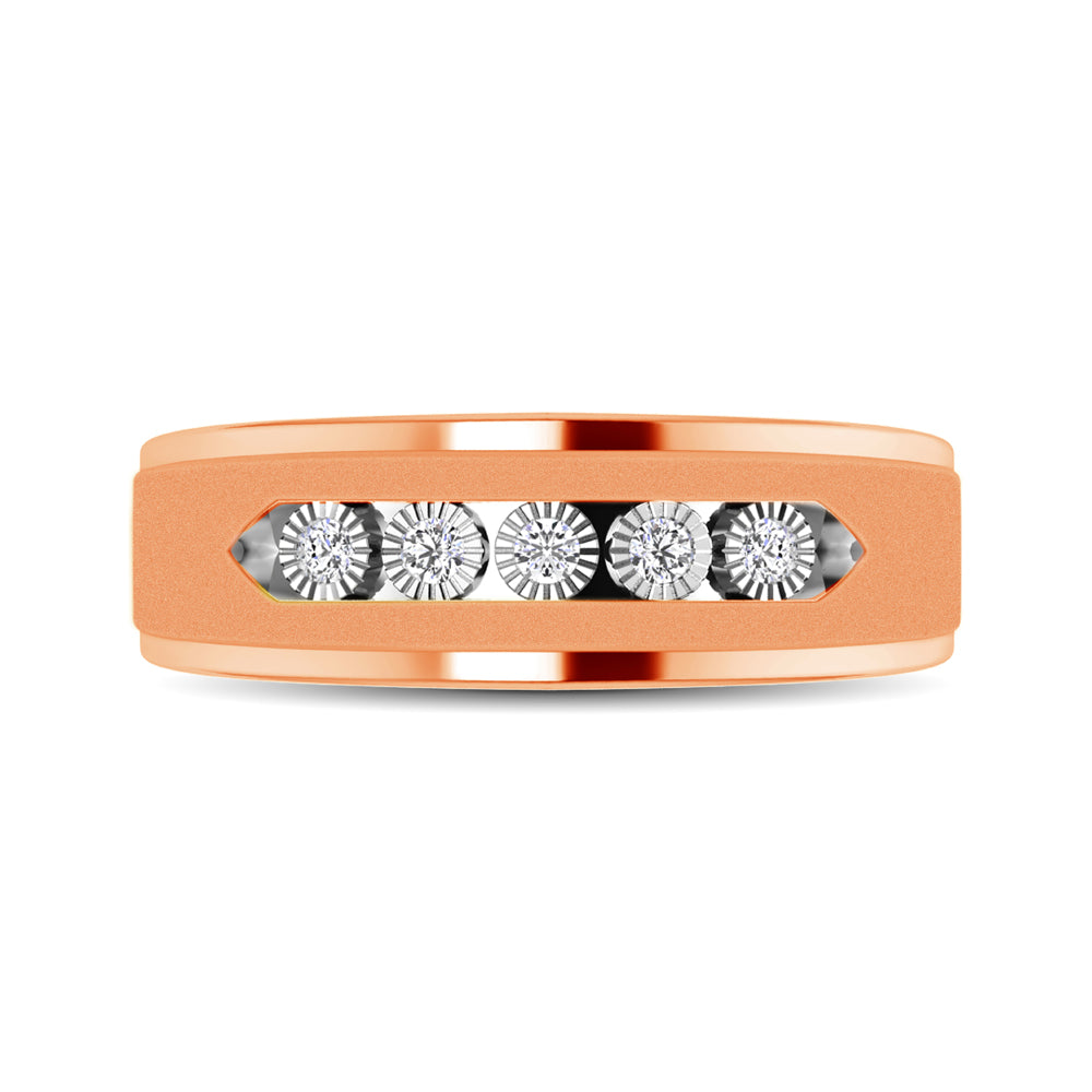 10K Rose Gold 1/6 Ct.Tw. Diamond Illusion Mens Band