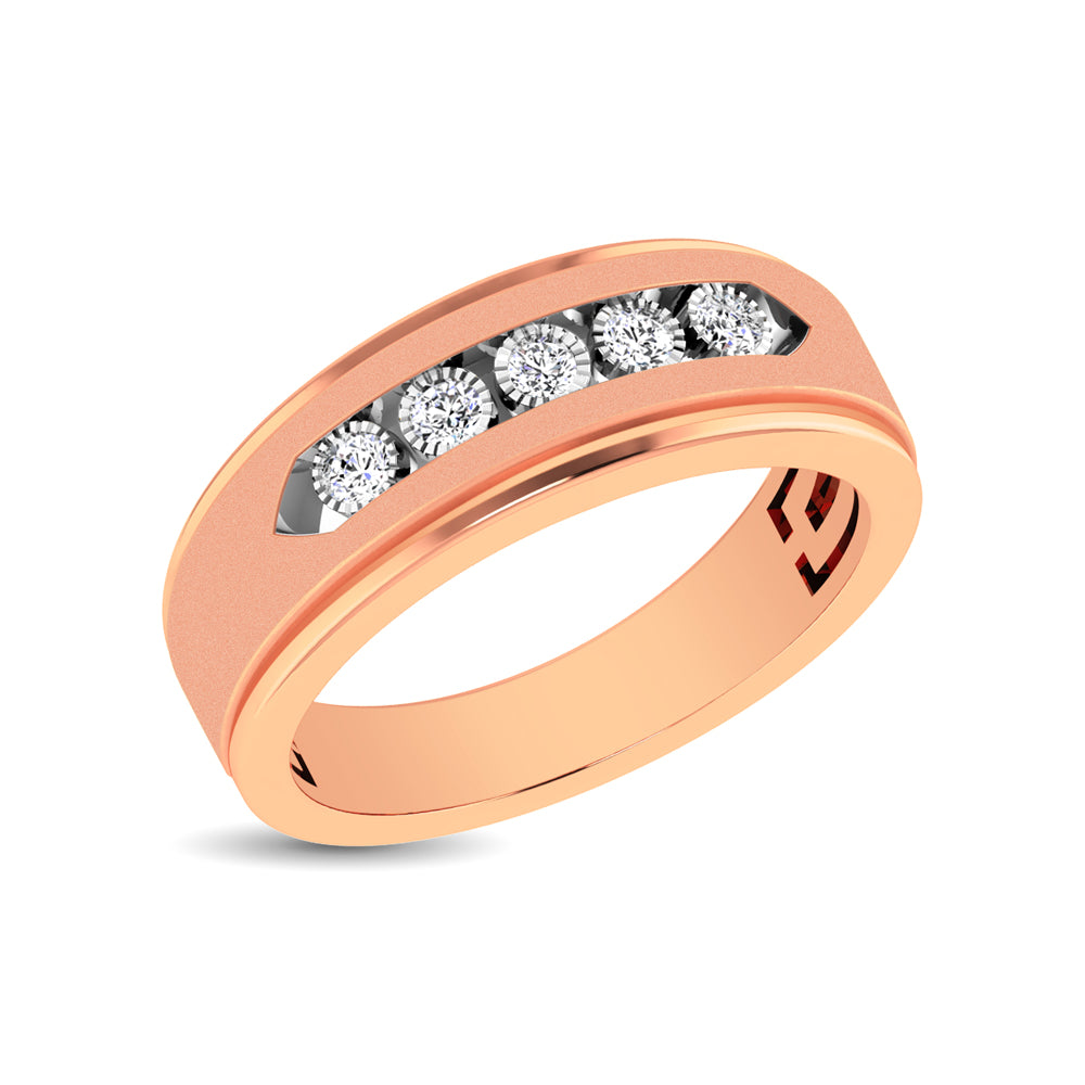 10K Rose Gold 1/2 Ct.Tw. Diamond Illusion Mens Band