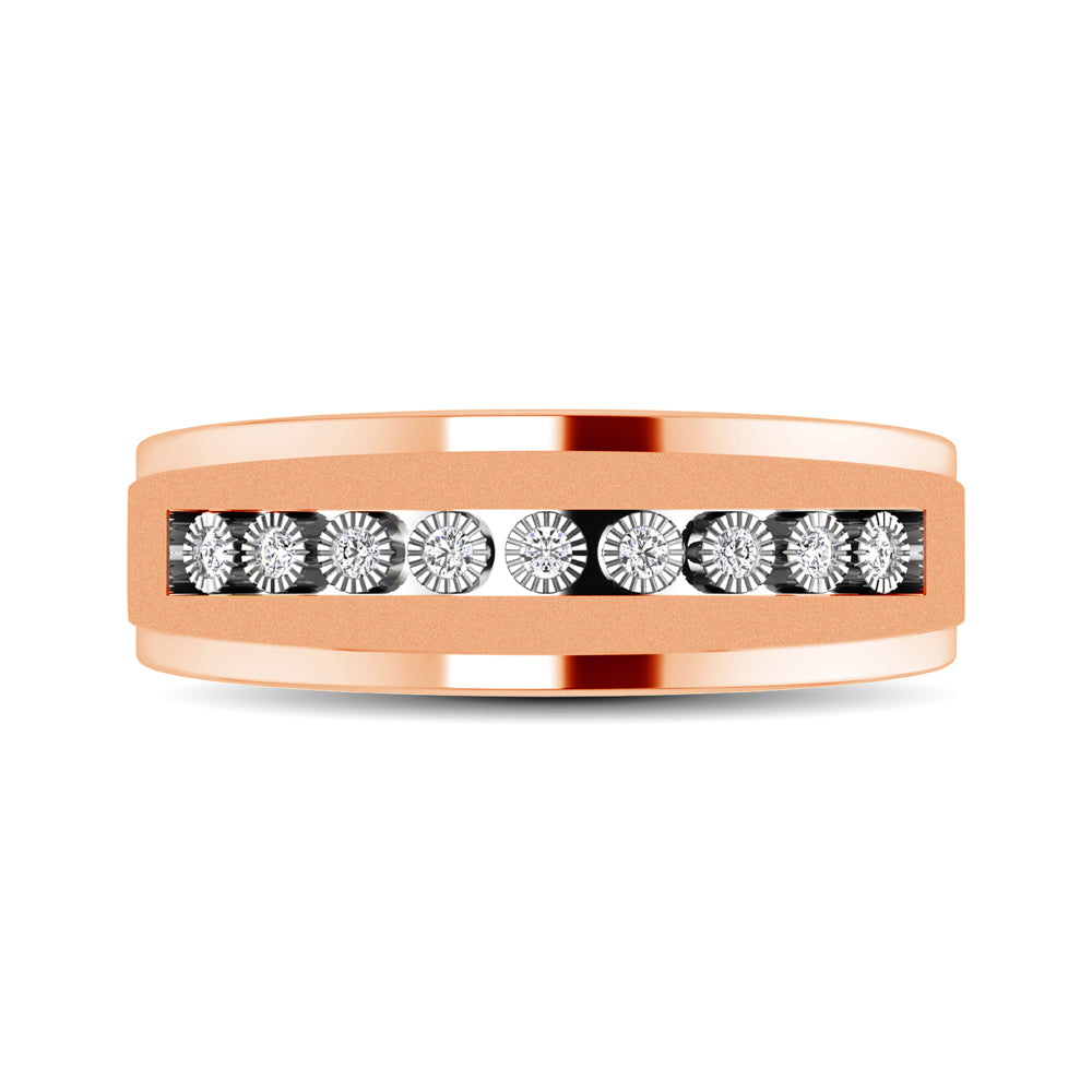 10K Rose Gold 1/10 Ct.Tw. Diamond Illusion Mens Band