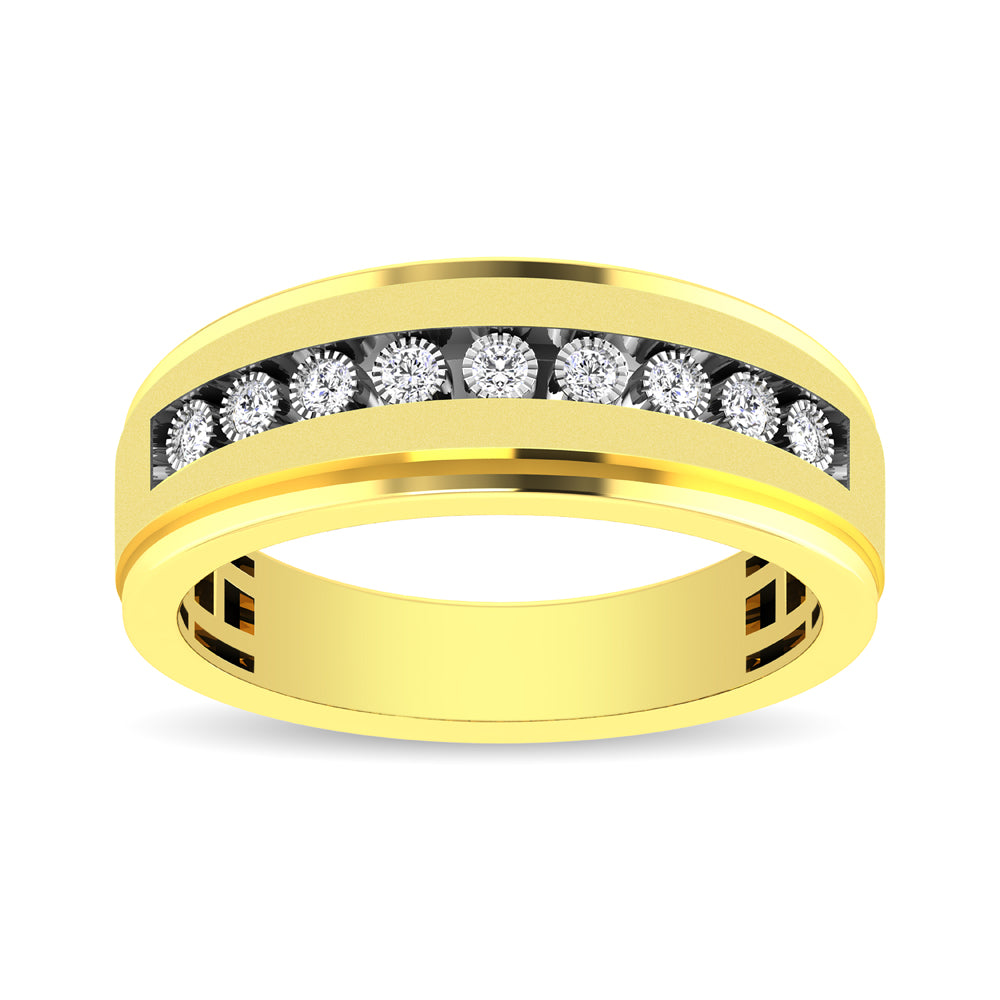 10K Yellow Gold 1/10 Ct.Tw. Diamond Illusion Mens Band