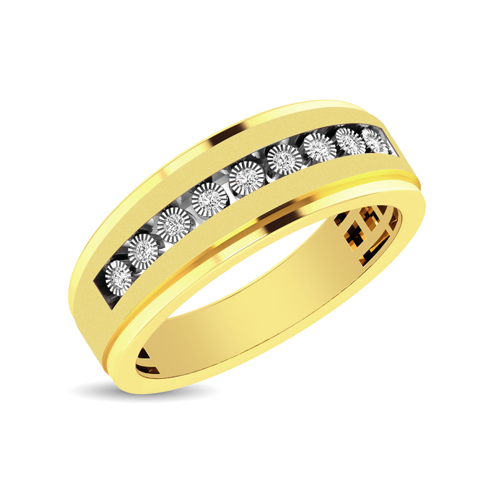 10K Yellow Gold 1/10 Ct.Tw. Diamond Illusion Mens Band