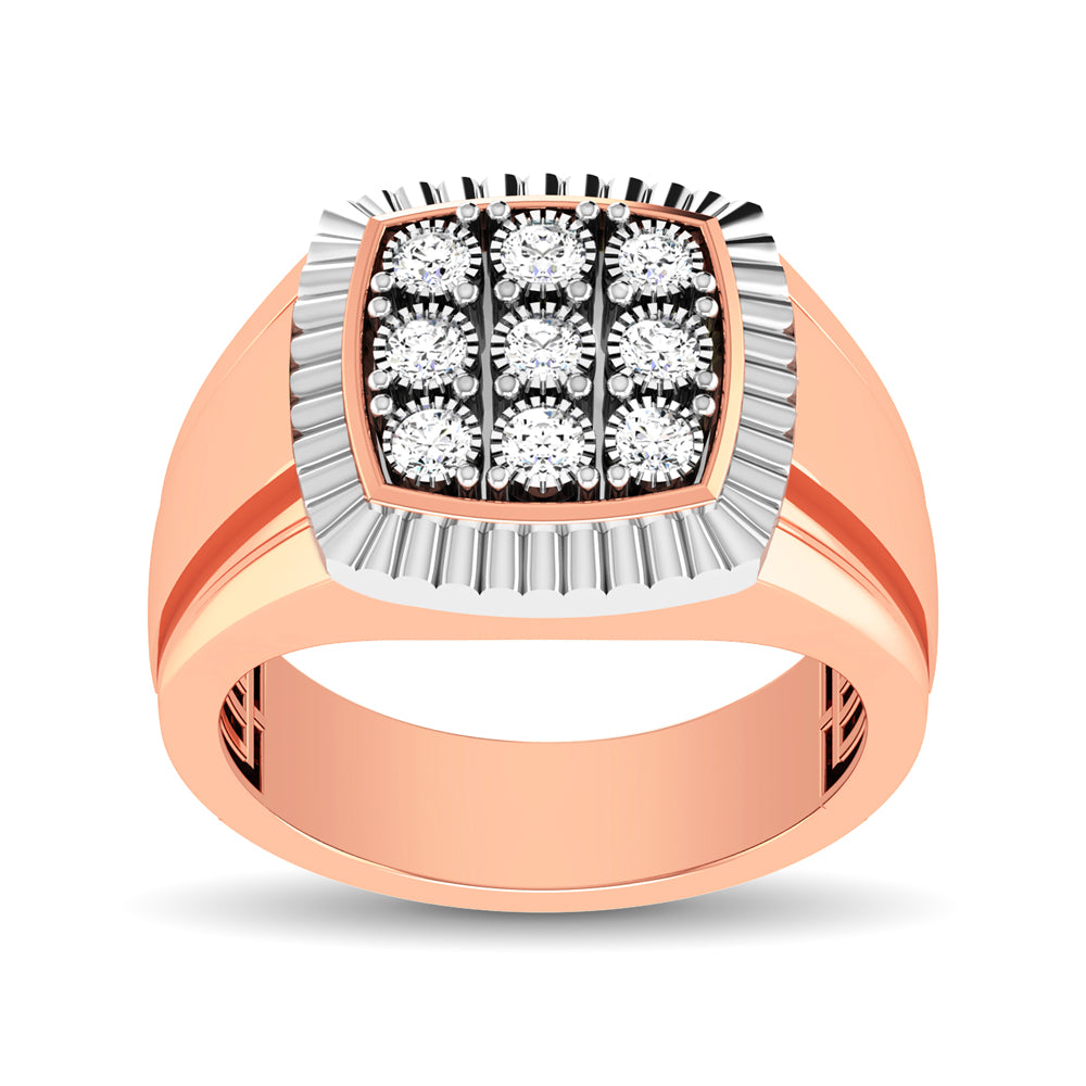 10K Rose Gold 1/5 Ct.Tw. Diamond Illusion Men&apos;s Fashion Ring