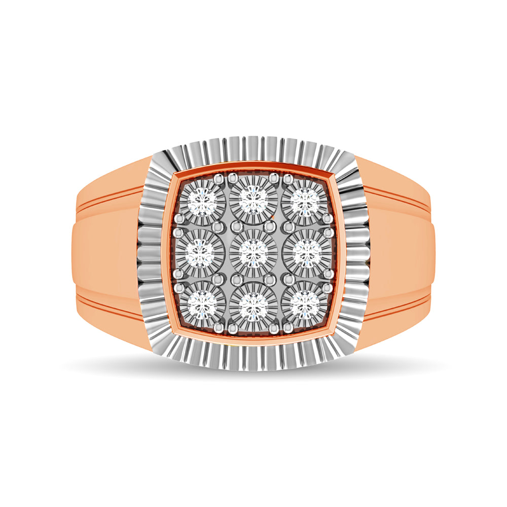 10K Rose Gold 1/5 Ct.Tw. Diamond Illusion Men&apos;s Fashion Ring