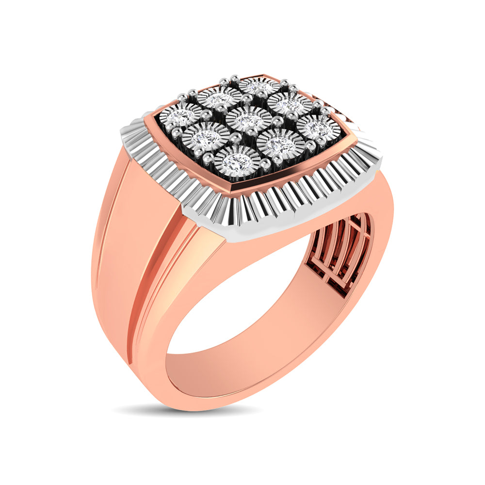 10K Rose Gold 1/5 Ct.Tw. Diamond Illusion Men&apos;s Fashion Ring