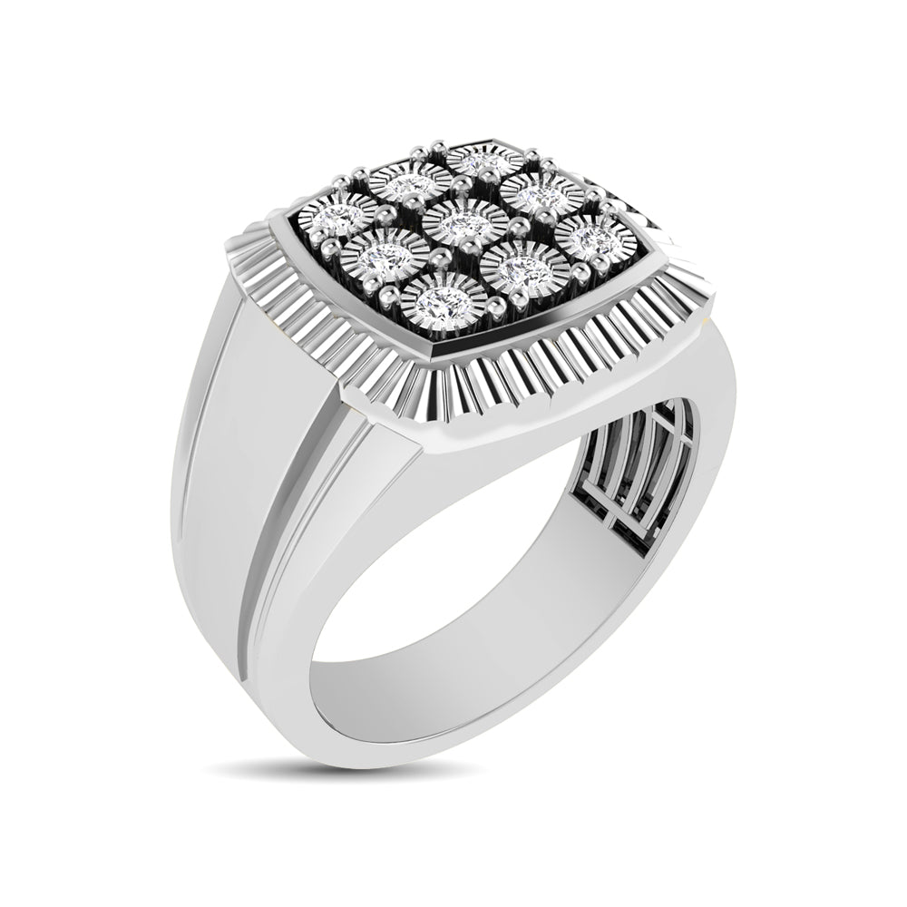 10K White Gold 1/5 Ct.Tw. Diamond Illusion Men&apos;s Fashion Ring